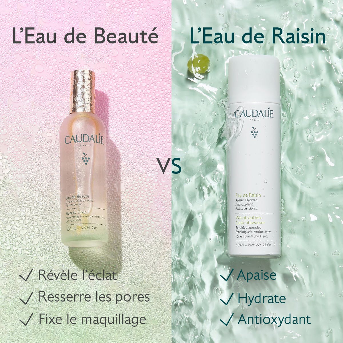 crème visage caudalie eau de beauté vs eau de raisin