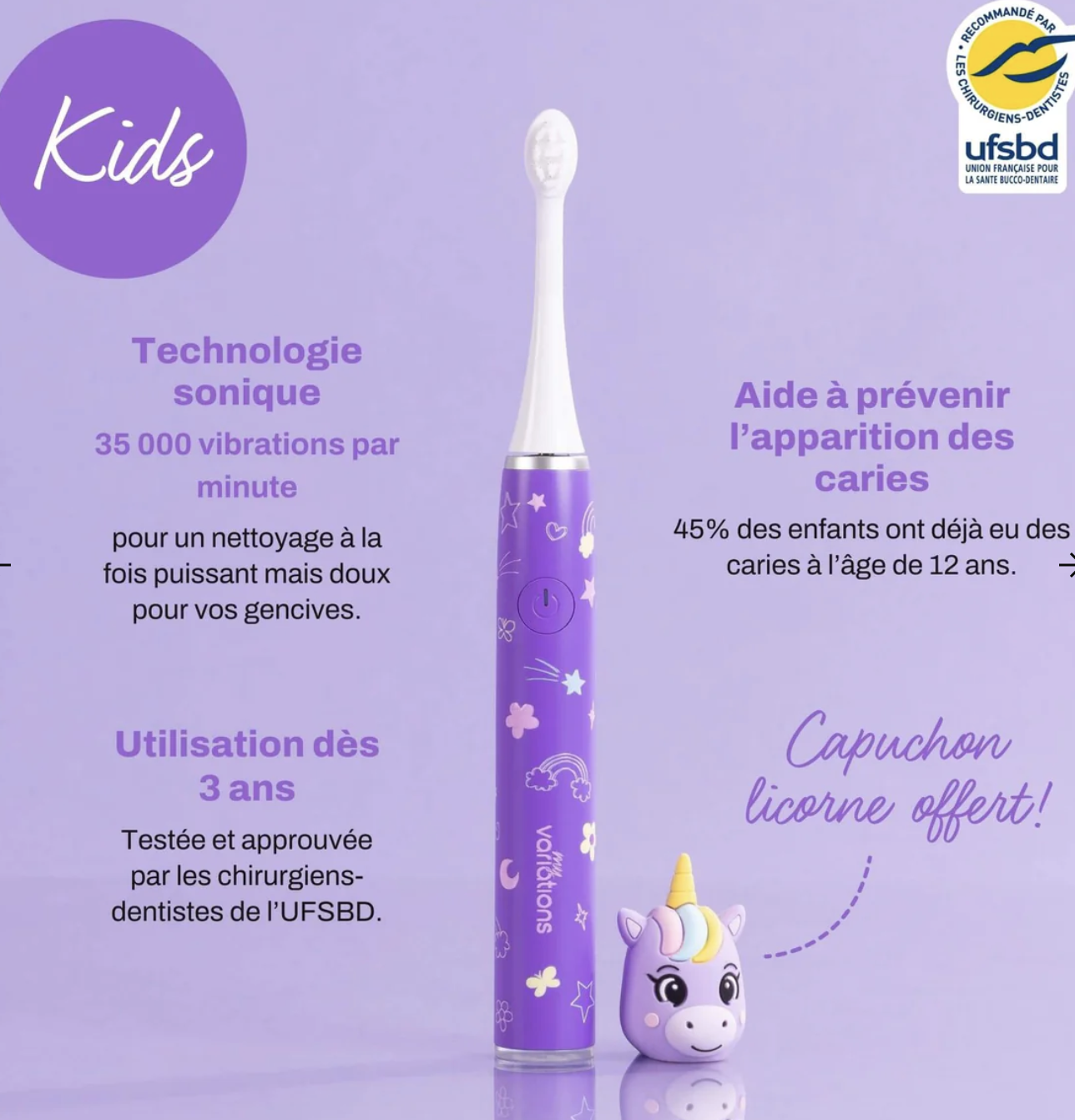 My Variations Tooth My Variations Brosse A Dents Electrique Kids Licorne
