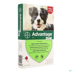 Advantage 250 pour Chiens de 10 à 25kg 4x2,5ml