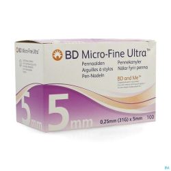 Bd Microfine Ultra Aiguille. Stylo0,25mmx5mm Easyfl.100