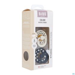 Bibs 2 Sucette Anatomic Studio Duo Polka Bl./ivory