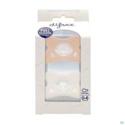 Difrax Sucette Natural 0-6m 2pack Blanc/rose