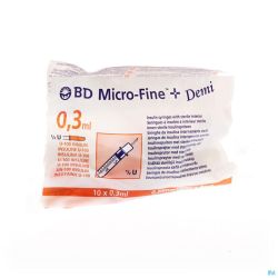 Seringue Jet 0,3 Ml Bd Aiguille 30g 5/16 Ins 10 Pièce