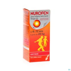 Nurofen Enfants Sirop Sans Sucre Rouge 4 % Fraise 150 Ml