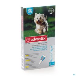 Advantix 100/ 500 pour Chiens de 4 à 10kg Pipettes 6x1,0ml