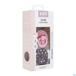 Bibs 2 Sucette Studio Duo Polka Mocha/pink