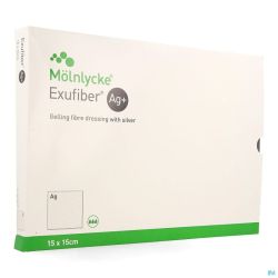 Exufiber Ag Gel.fibre Dressing Ster 15 X 15cm 10