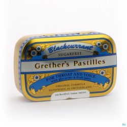 Grethers Blackcurrant Sans Sucres Pastilles à Sucer 110 Gr
