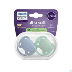 Philips Avent Sucette +6m Soft Bleu/vert 2