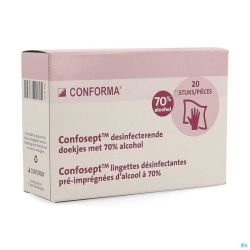 Confosept Lingettes Desinfect. 70% Alcool 20 Aca