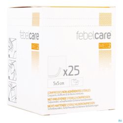 Febelcare Med2 Compesses non adhérentes Stériles 5,0x 5,0cm 25x1