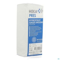 Hekapres Gauze Hydroph. 5x5cm 8pl 100