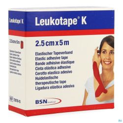 Leukotape K Bande Adh Elast Rouge 2,5cmx5m 1