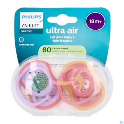 Philips Avent Sucette +18m Air Lila/fuchsia Des. 2