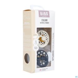 Bibs 1 Sucette Anatomic Studio Duo Polka Bl./ivory