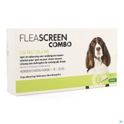 Fleascreen Combo pour Chien de 10 à 20kg 134/120,6 Mg 3 Pipettes