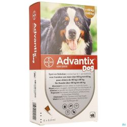 Advantix Dog Spot-on pour Chiens de 40 à 60kg Pipettes 6x6ml