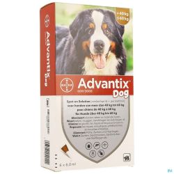 Advantix Dog Spot-on pour Chiens de 40 à 60kg Pipettes 6x6ml