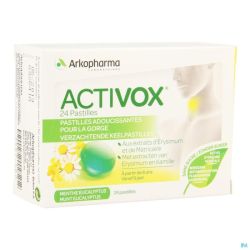 Activox Adoucis. Gorge Menthe-eucalyptus Pastilles 24