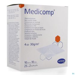 Medicomp Compresses Stériles  4 Plis 10x10cm 30g 25x2