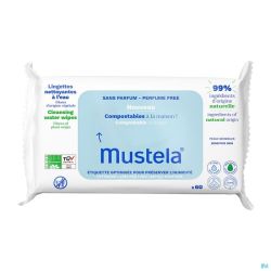 Mustela Lingettes Nettoyantes Eau S/parfum 60