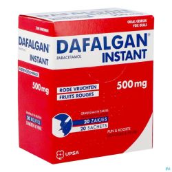 Dafalgan Instant Fruits Rouges 500mg Granulés 20 Sachets