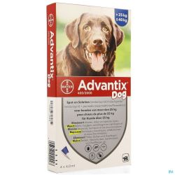 Advantix 400/2000 pour Chiens de 25 à 40kg Pipettes 4x4,0ml