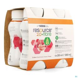 Resource 2.0 + Fibre Fraise 200 Ml 4 Pièce