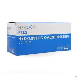 Hekapres Compr.gaze Hydroph.ster. 5x5cm 12pl 1x100