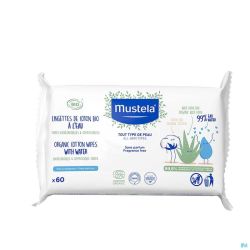 Mustela Bio Lingettes de Coton à l'Eau 60 Pièces