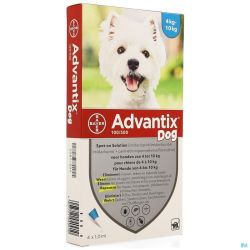 Advantix 100/ 500 pour Chiens de 4 à 10kg Pipettes 4x1,0ml