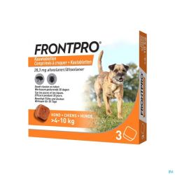 Frontpro 28mg Chiens de 4-10kg 3 Comprimés à Croquer Antipuces et Tiques