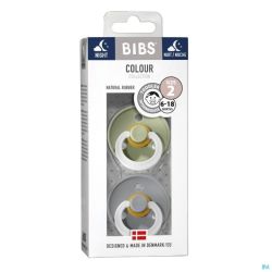 Bibs 2 Sucette Duo Glow in thé Dark Sage / Cloud 2 Sucettes de Nuit