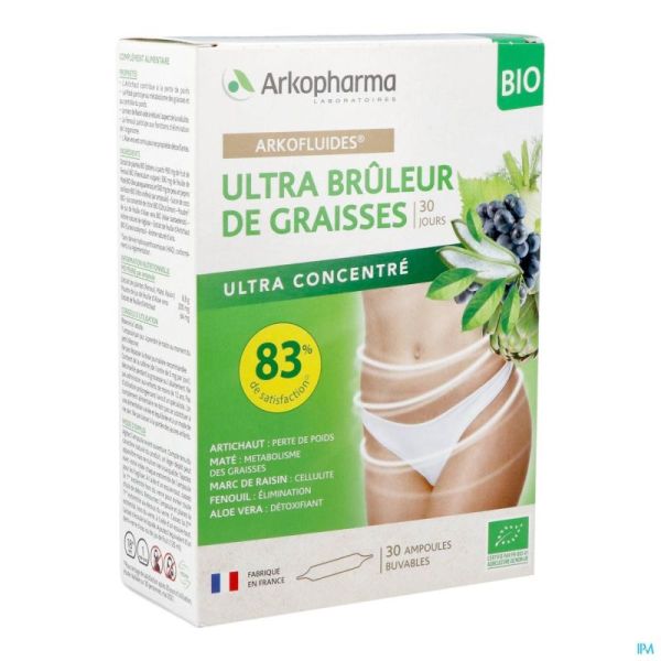 Arkofluides Ultra Bruleur Graisse Bio Ampoules 30x10ml