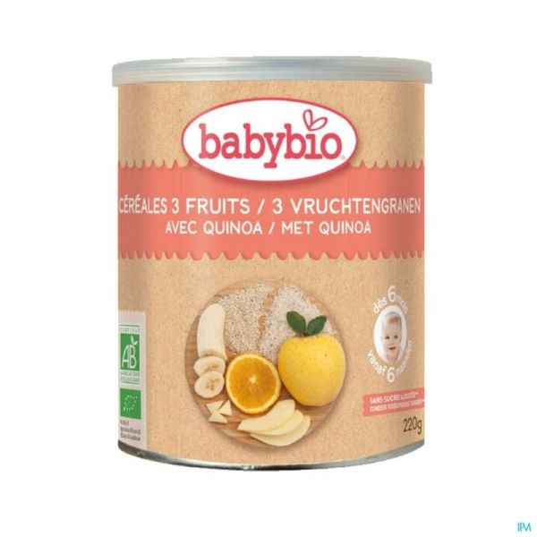 Babybio Cereales 3 Fruits Quinoa 6m 220g