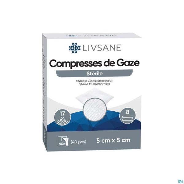 Livsane Compresses Steriles 8pl 5x5cm 40