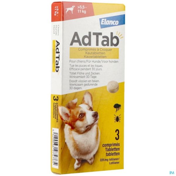 Adtab 225mg Chien >5,5kg-11kg Comprimés A Croquer 3
