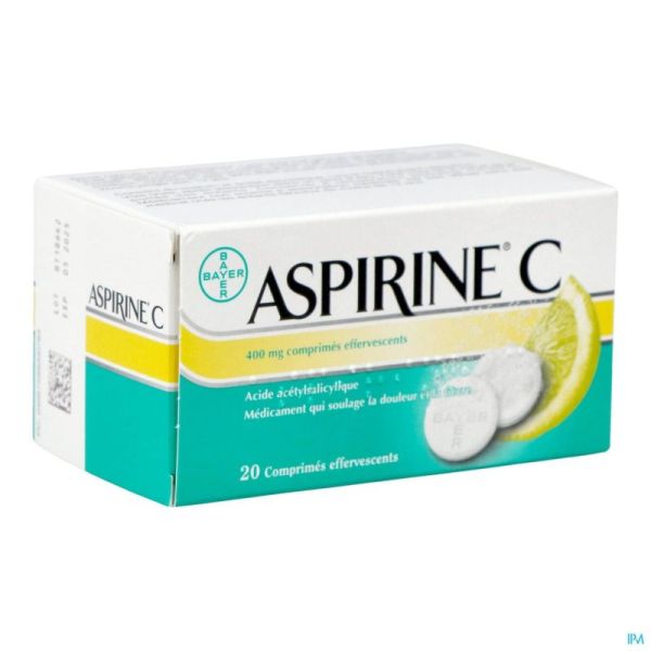 Aspirine Vit C 20 Comprimés Effervescents