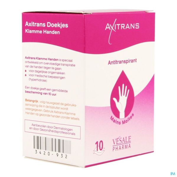 Axitrans Mains Moites Lingettes 10 Pièce