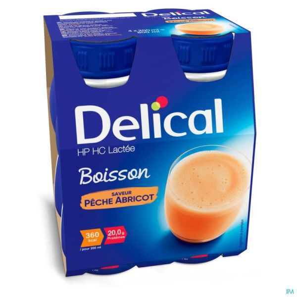 Delical Boisson Lactée Hp-hc Pêche-abricot 4x200ml