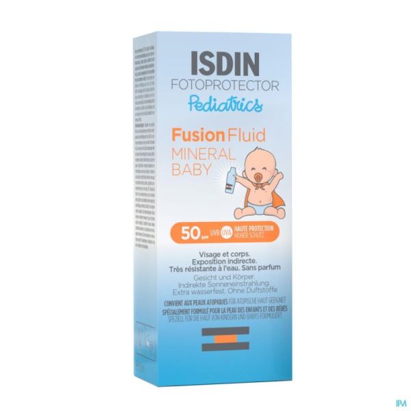 Isdin Fotoprotector Pédiatrique Fusion Fluid Minéral Bébé Ip50 50ml