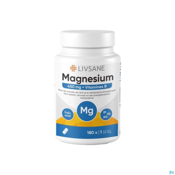 Livsane Magnesium 450mg + Vitamines B Comprimés 180