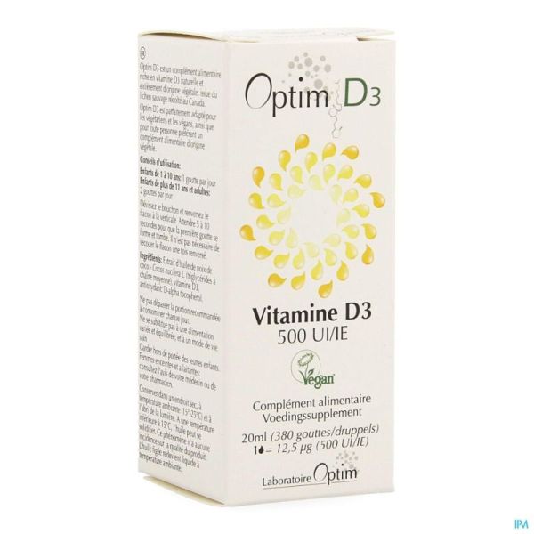 Optim D3 Vitamine D3 Vegetale 500ui Flacon 20ml