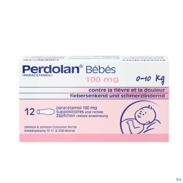 Perdolan Bébés 12 Suppositoires 100 Mg