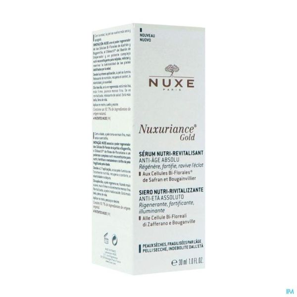 Nuxe Nuxuriance Gold Sérum Nutri Revitalisant 30ml Prix Permanent