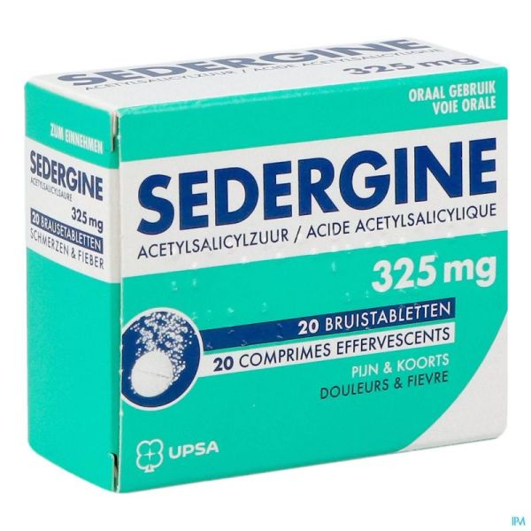 Sedergine 325mg Comprimés Effervescents 20 