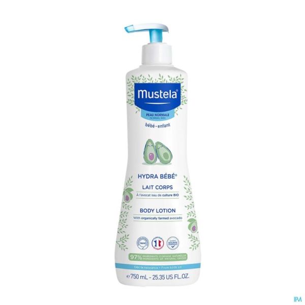 Mustela Bébé Lait Corporel Hydratant Pompe Peaux Normales 750 Ml