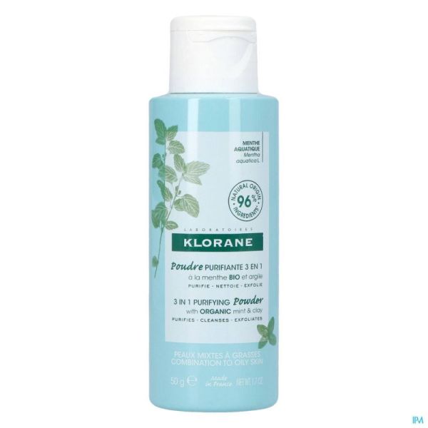 Klorane Visage Menthe Aquatique Poudre Purifiant. 50g