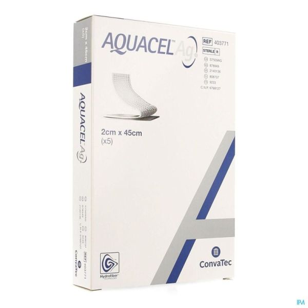 Aquacel Ag Hydrofiber 2x45cm 403771 5 Pièce
