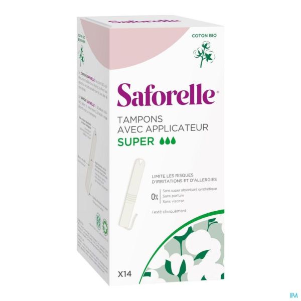 Saforelle Coton Protect Tampons avec Applicateurs Super 14